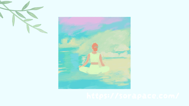 自然の中で心を休める女性のイラスト